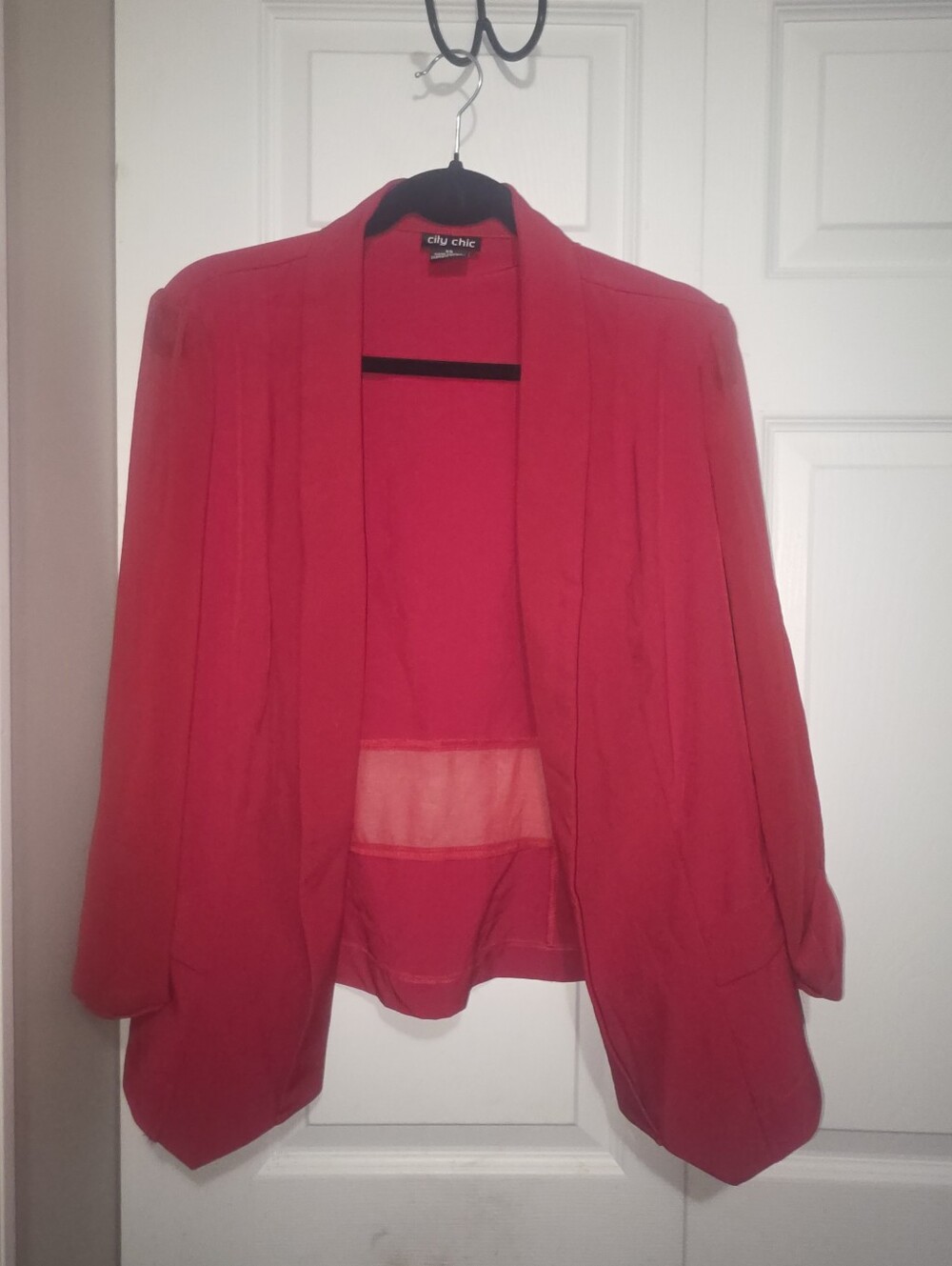 Women's Red Open Front Blazer